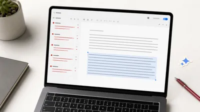 Document editor mockup with blurred red revision marks beside a cleaned-up draft.
